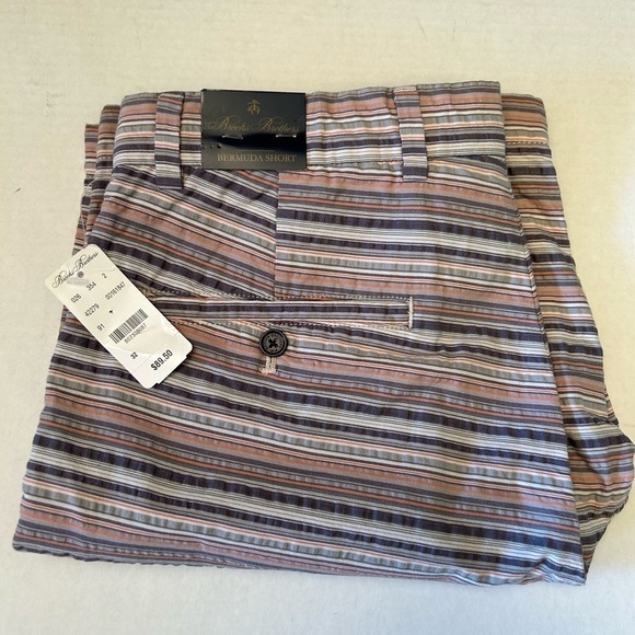 Brooks Brothers multi-stripe sear sucker mens 9” inseam shorts Sz-32. NWT T7 - Picture 6 of 12